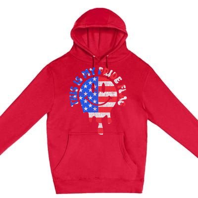 This Is My Pride Flag USA Happy Face American 4th Of July Premium Pullover Hoodie