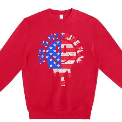 This Is My Pride Flag USA Happy Face American 4th Of July Premium Crewneck Sweatshirt