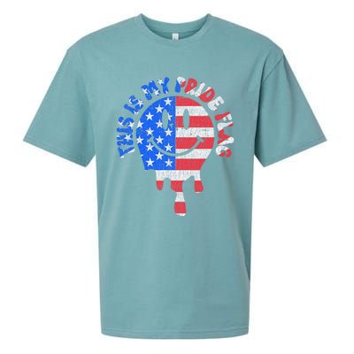 This Is My Pride Flag USA Happy Face American 4th Of July Sueded Cloud Jersey T-Shirt