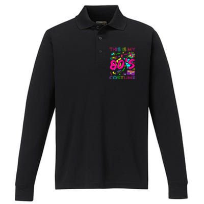 This Is My 80s Costume 1980s Party 80S Performance Long Sleeve Polo