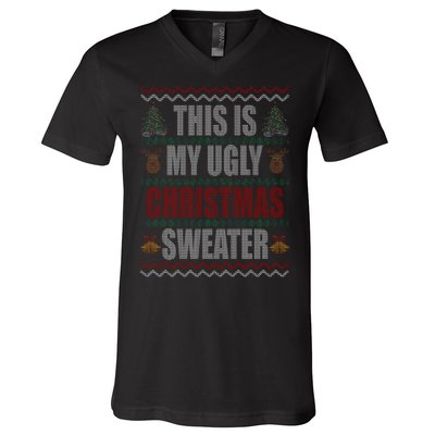 This Is My Ugly Christmas Sweater Design V-Neck T-Shirt