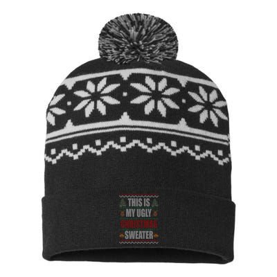 This Is My Ugly Christmas Sweater Design USA-Made Snowflake Beanie