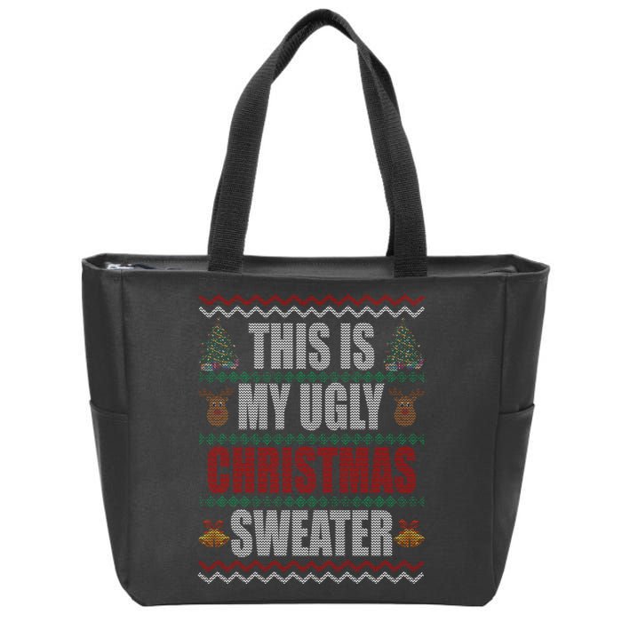 This Is My Ugly Christmas Sweater Design Zip Tote Bag