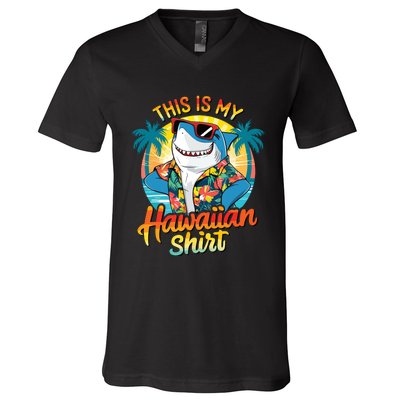 This Is My Hawaiian Tropical Luau Costume Party Hawaii V-Neck T-Shirt