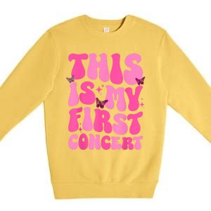 This Is My First Concert Music Event Retro Groovy Girl Premium Crewneck Sweatshirt