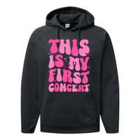 This Is My First Concert Music Event Retro Groovy Girl Performance Fleece Hoodie