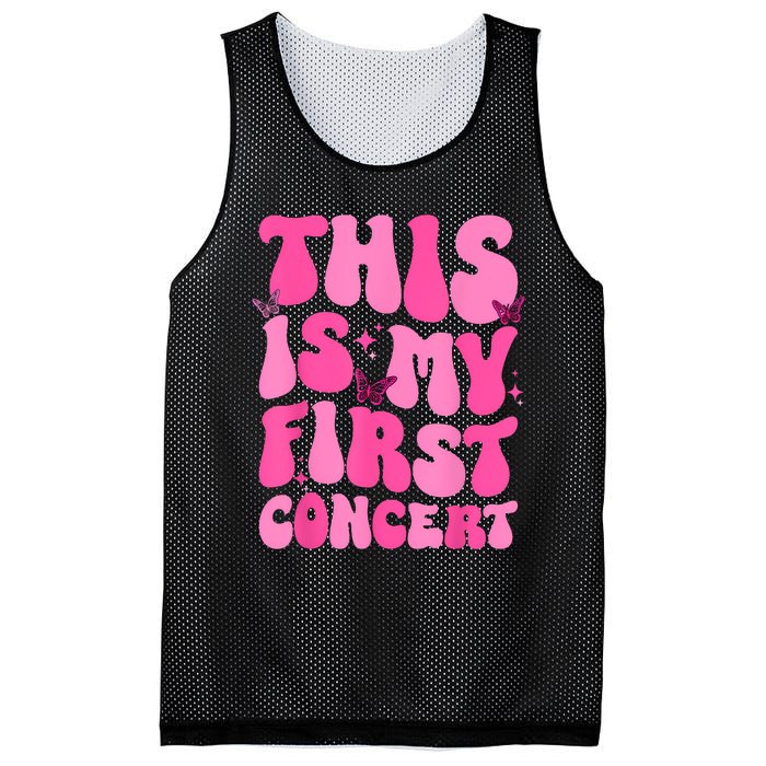 This Is My First Concert Music Event Retro Groovy Girl Mesh Reversible Basketball Jersey Tank