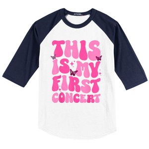 This Is My First Concert Music Event Retro Groovy Girl Baseball Sleeve Shirt