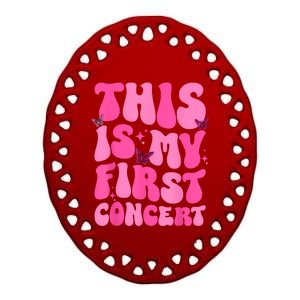 This Is My First Concert Music Event Retro Groovy Girl Ceramic Oval Ornament