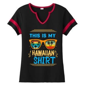 This Is My Hawaiian Tropical Luau Costume Party Hawaii Ladies Halftime Notch Neck Tee