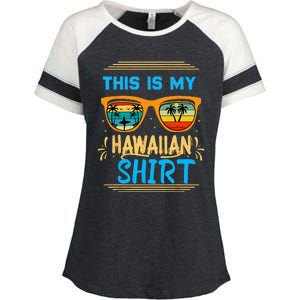 This Is My Hawaiian Tropical Luau Costume Party Hawaii Enza Ladies Jersey Colorblock Tee