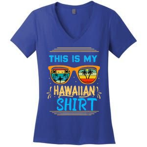 This Is My Hawaiian Tropical Luau Costume Party Hawaii Women's V-Neck T-Shirt