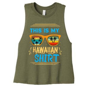 This Is My Hawaiian Tropical Luau Costume Party Hawaii Women's Racerback Cropped Tank