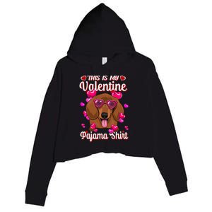 This Is My Valentine Pajama Cool Gift Dachshund Lovers Gift Crop Fleece Hoodie