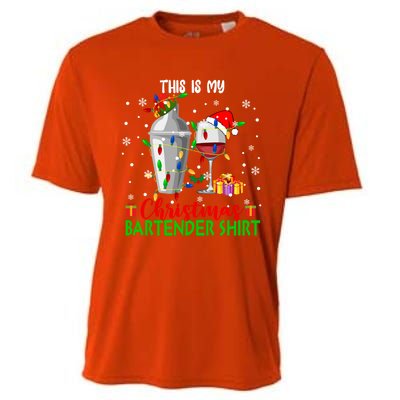 This Is My Xmas Bartender Cool Gift Santa Bartender Tools Gift Cooling Performance Crew T-Shirt