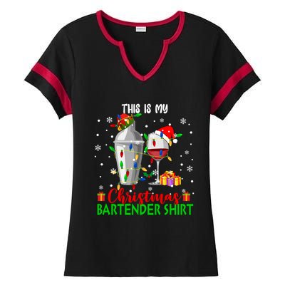 This Is My Xmas Bartender Cool Gift Santa Bartender Tools Gift Ladies Halftime Notch Neck Tee