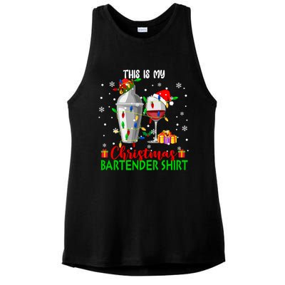 This Is My Xmas Bartender Cool Gift Santa Bartender Tools Gift Ladies PosiCharge Tri-Blend Wicking Tank