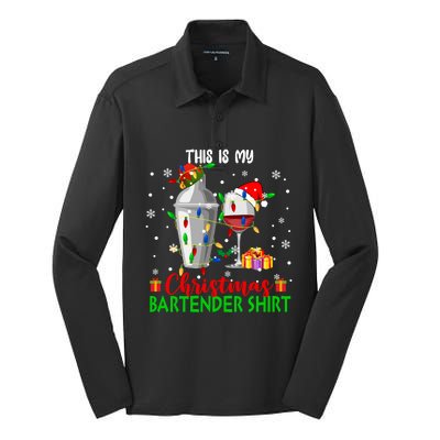 This Is My Xmas Bartender Cool Gift Santa Bartender Tools Gift Silk Touch Performance Long Sleeve Polo