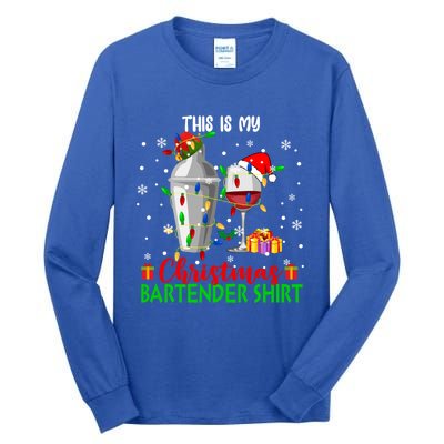 This Is My Xmas Bartender Cool Gift Santa Bartender Tools Gift Tall Long Sleeve T-Shirt