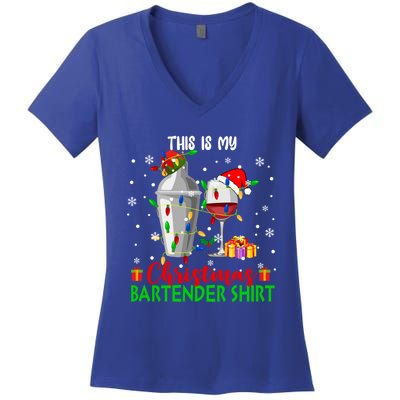 This Is My Xmas Bartender Cool Gift Santa Bartender Tools Gift Women's V-Neck T-Shirt