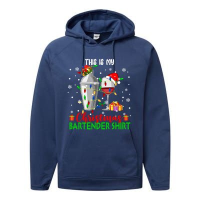 This Is My Xmas Bartender Cool Gift Santa Bartender Tools Gift Performance Fleece Hoodie