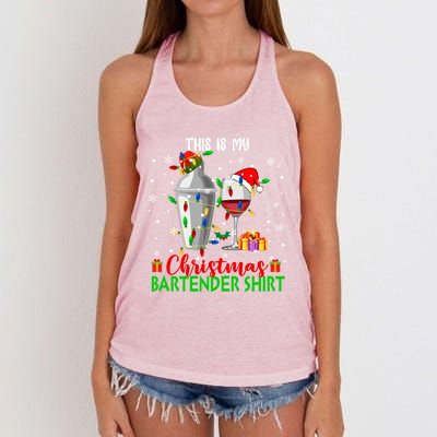 This Is My Xmas Bartender Cool Gift Santa Bartender Tools Gift Women's Knotted Racerback Tank