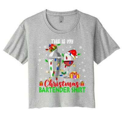 This Is My Xmas Bartender Cool Gift Santa Bartender Tools Gift Women's Crop Top Tee