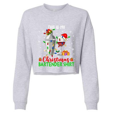 This Is My Xmas Bartender Cool Gift Santa Bartender Tools Gift Cropped Pullover Crew