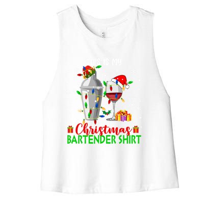 This Is My Xmas Bartender Cool Gift Santa Bartender Tools Gift Women's Racerback Cropped Tank