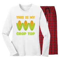 THIS IS MY CROP TOP CORN CROP TOP Women's Long Sleeve Flannel Pajama Set 