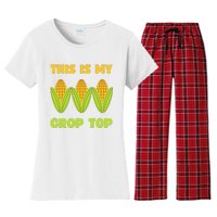 THIS IS MY CROP TOP CORN CROP TOP Women's Flannel Pajama Set