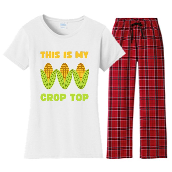 THIS IS MY CROP TOP CORN CROP TOP Women's Flannel Pajama Set