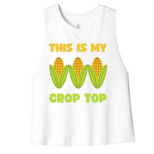 THIS IS MY CROP TOP CORN CROP TOP Women's Racerback Cropped Tank