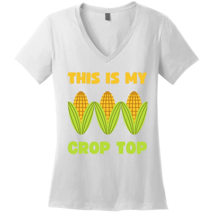 THIS IS MY CROP TOP CORN CROP TOP Women's V-Neck T-Shirt