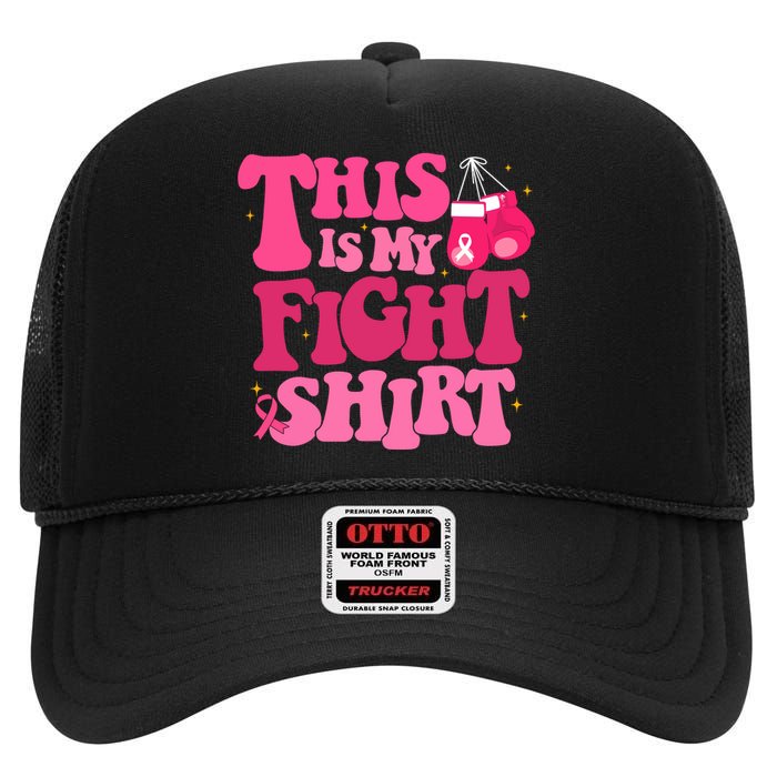 This Is My Fight Breast Cancer Ribbon Support High Crown Mesh Back Trucker Hat