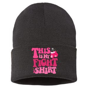 This Is My Fight Breast Cancer Ribbon Support Sustainable Knit Beanie