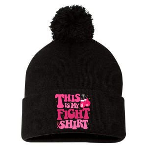 This Is My Fight Breast Cancer Ribbon Support Pom Pom 12in Knit Beanie