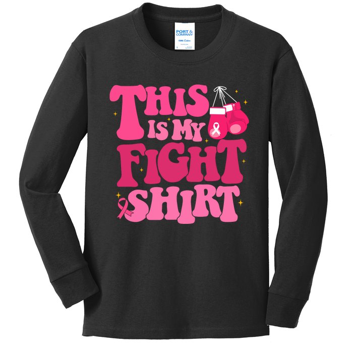 This Is My Fight Breast Cancer Ribbon Support Kids Long Sleeve Shirt