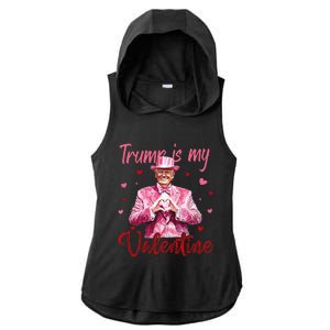 Trump Is My Valentine Heart Funny Trump Lover Supporter Ladies PosiCharge Tri-Blend Wicking Draft Hoodie Tank