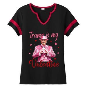 Trump Is My Valentine Heart Funny Trump Lover Supporter Ladies Halftime Notch Neck Tee