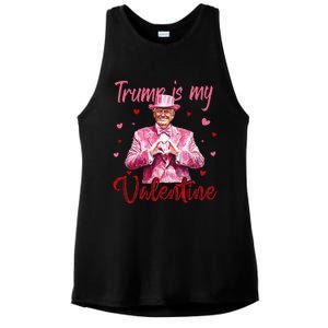 Trump Is My Valentine Heart Funny Trump Lover Supporter Ladies PosiCharge Tri-Blend Wicking Tank