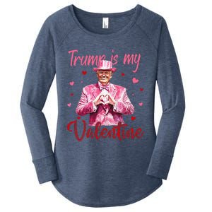 Trump Is My Valentine Heart Funny Trump Lover Supporter Women's Perfect Tri Tunic Long Sleeve Shirt