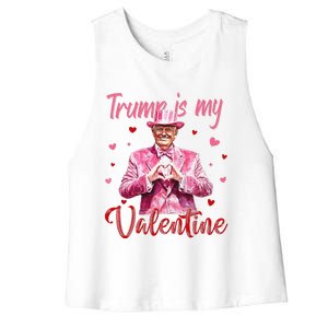 Trump Is My Valentine Heart Funny Trump Lover Supporter Women's Racerback Cropped Tank