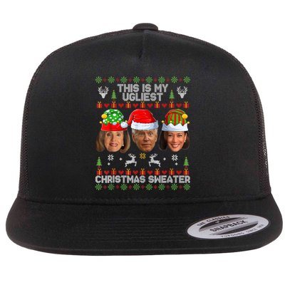 This Is My Ugliest Christmas Antibiden Sweater Funny Xmas Flat Bill Trucker Hat