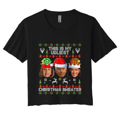 This Is My Ugliest Christmas Antibiden Sweater Funny Xmas Crop Top