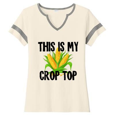 This Is My Crop Top Hilarious Funny Meme Ladies Halftime Notch Neck Tee