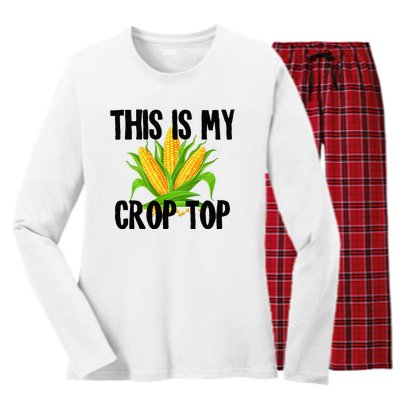 This Is My Crop Top Hilarious Funny Meme Women's Long Sleeve Flannel Pajama Set 