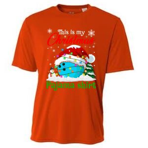 This Is My Christmas Pajama Xmas Lights Bowling Ball Lover Gift Cooling Performance Crew T-Shirt