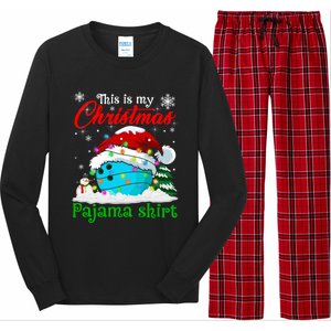 This Is My Christmas Pajama Xmas Lights Bowling Ball Lover Gift Long Sleeve Pajama Set