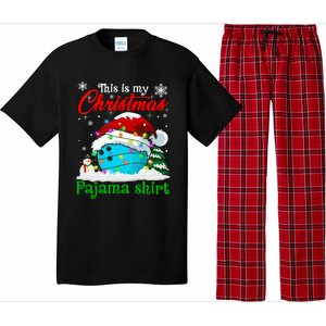 This Is My Christmas Pajama Xmas Lights Bowling Ball Lover Gift Pajama Set